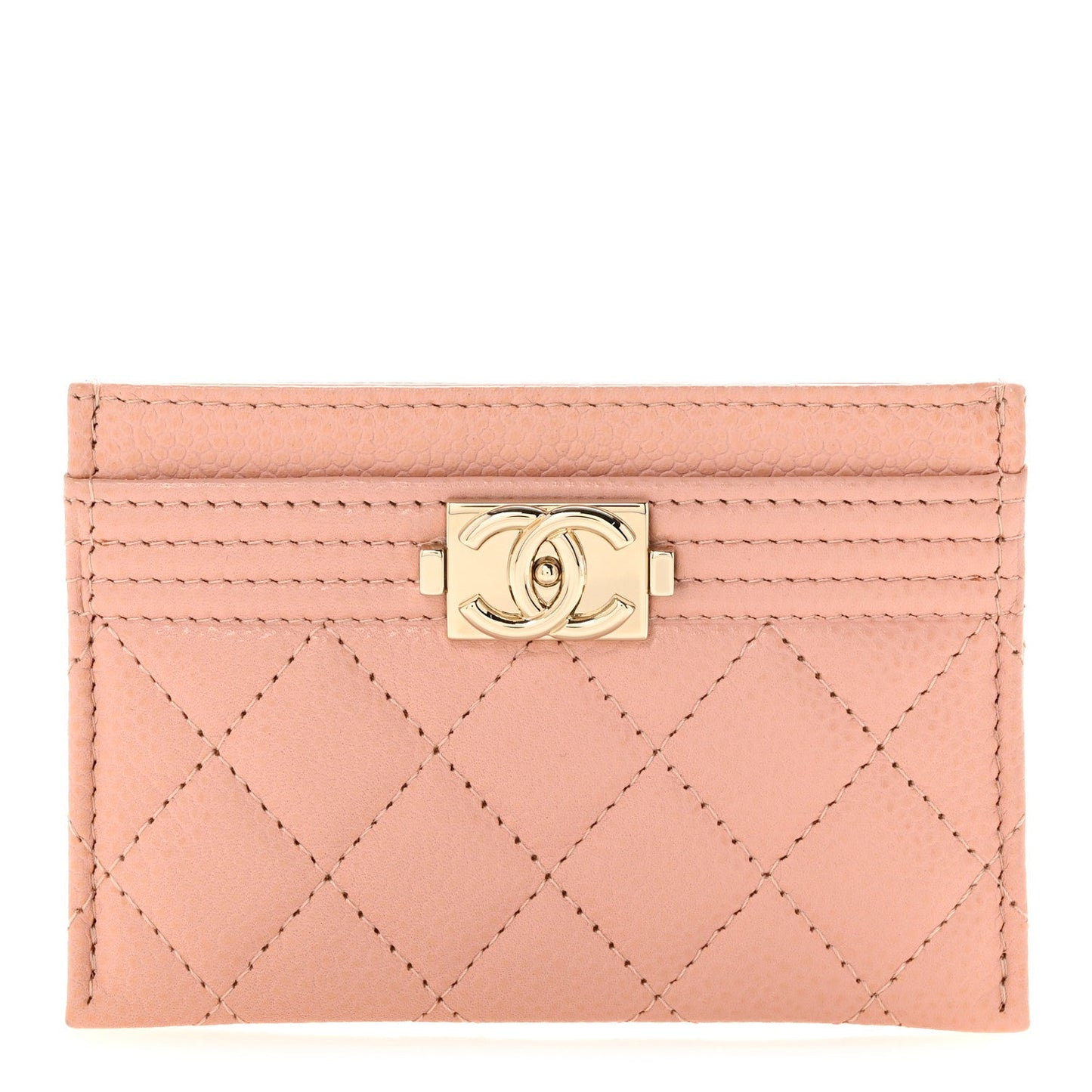 Caviar Quilted Boy Card Holder Light Pink