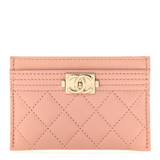 Caviar Quilted Boy Card Holder Light Pink