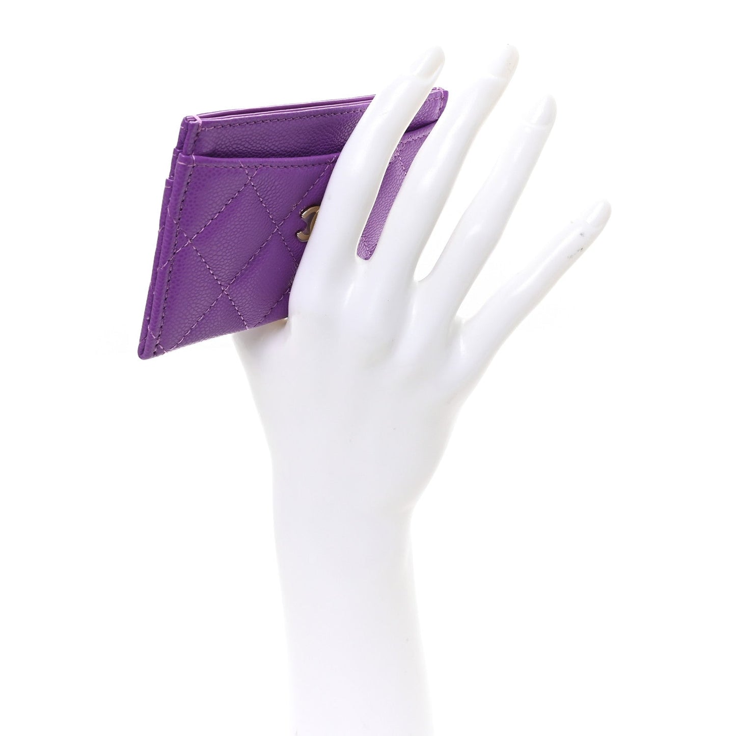 Caviar Quilted Card Holder Purple