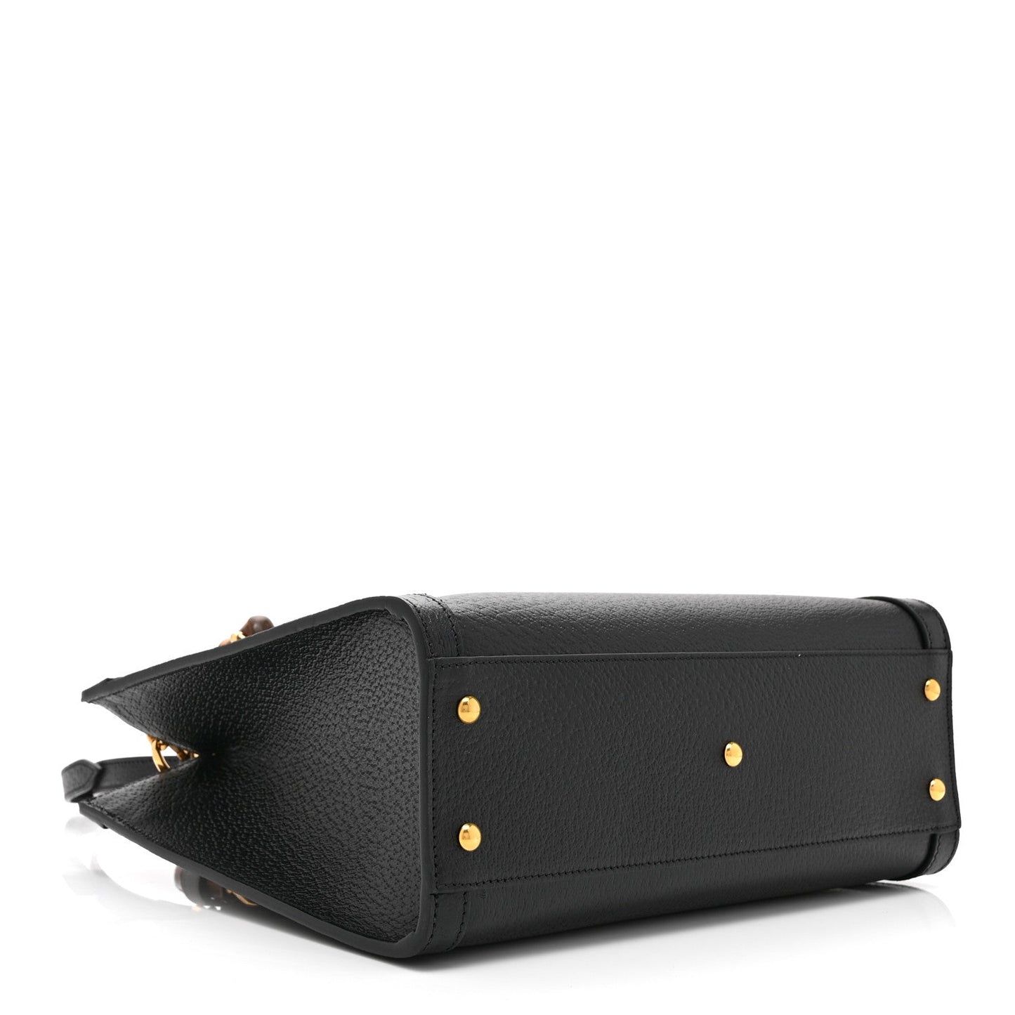 Textured Dollar Calfskin Web Small Diana Tote Bag Black Dusty Grey