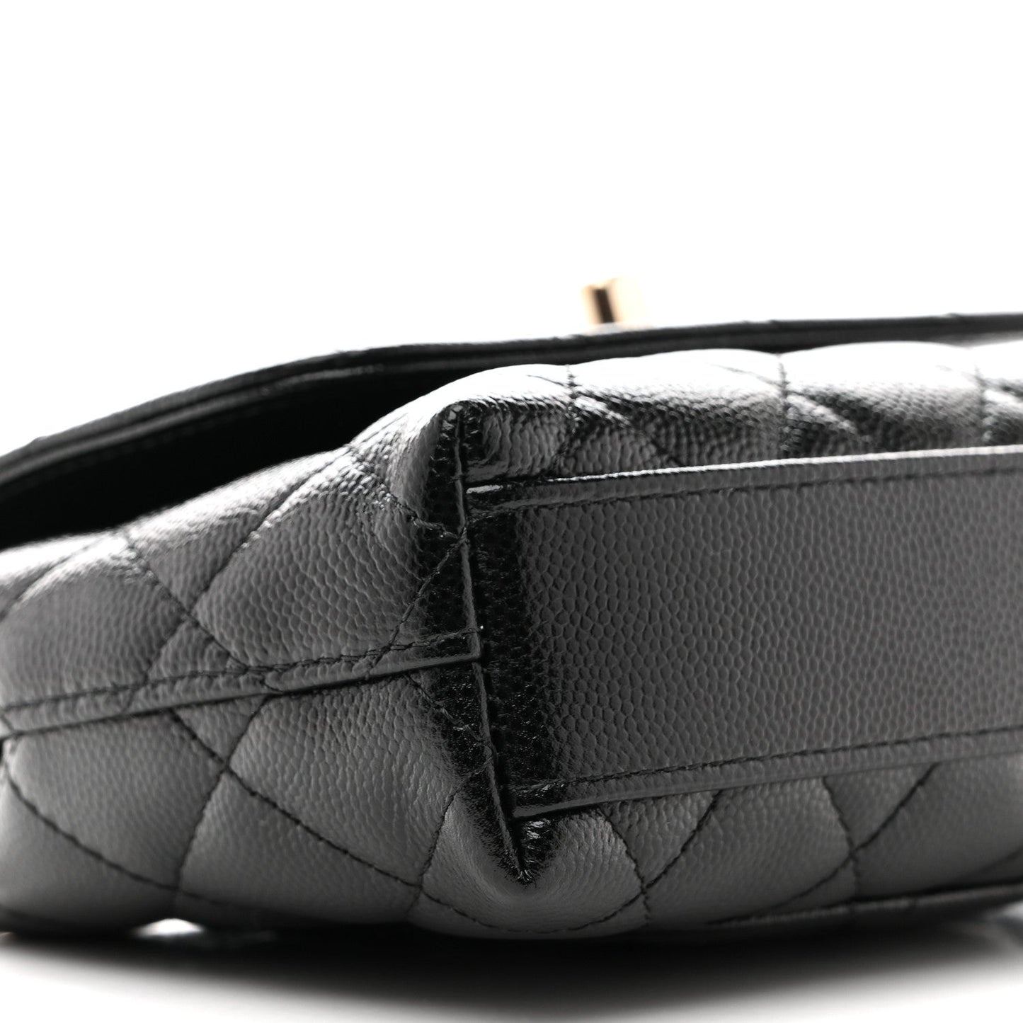 Caviar Quilted Coco Handle Clutch With Chain Black