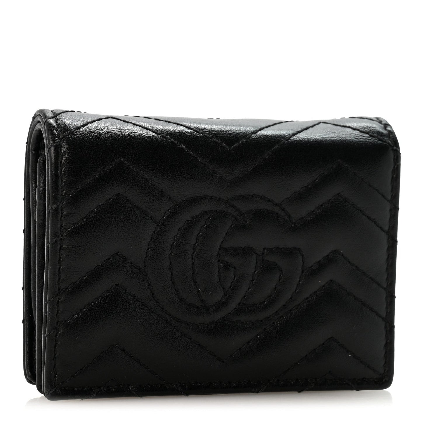 Calfskin Matelasse GG Marmont Card Case Wallet Black
