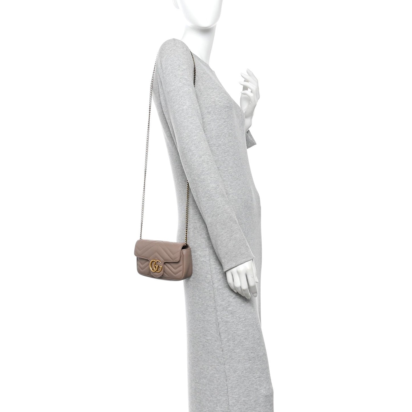 Calfskin Matelasse Super Mini GG Marmont Shoulder Bag Porcelain Rose