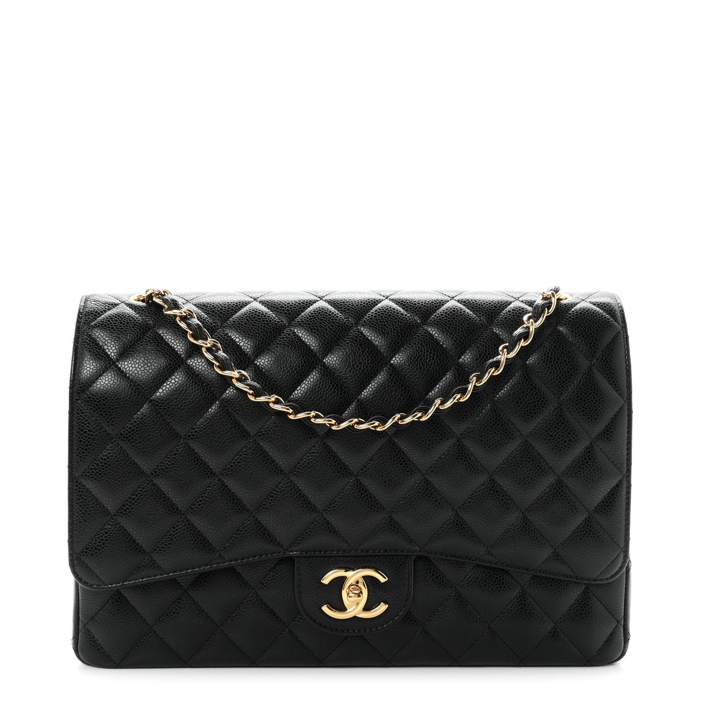 Caviar Quilted Maxi Double Flap Black