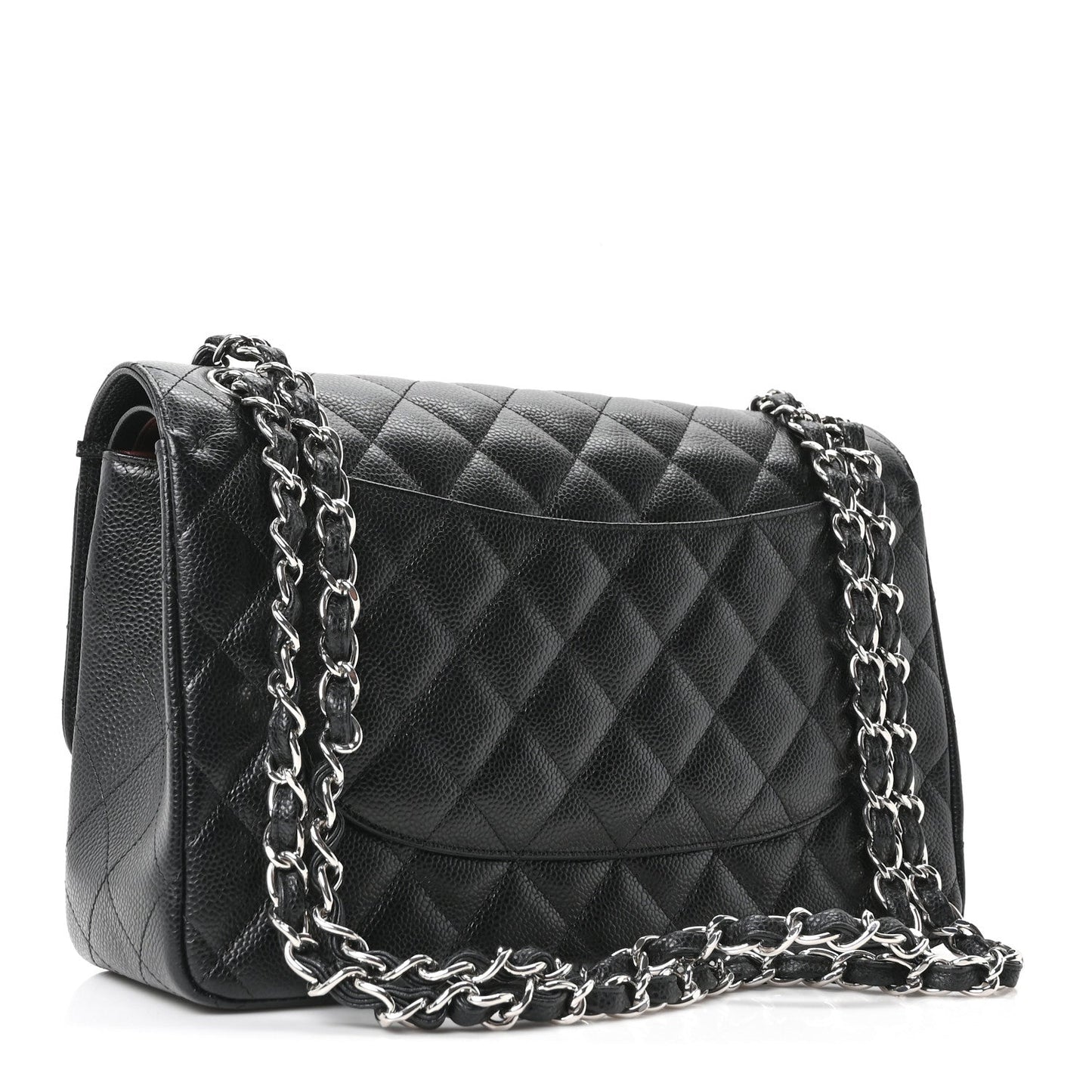 Caviar Quilted Jumbo Double Flap Black