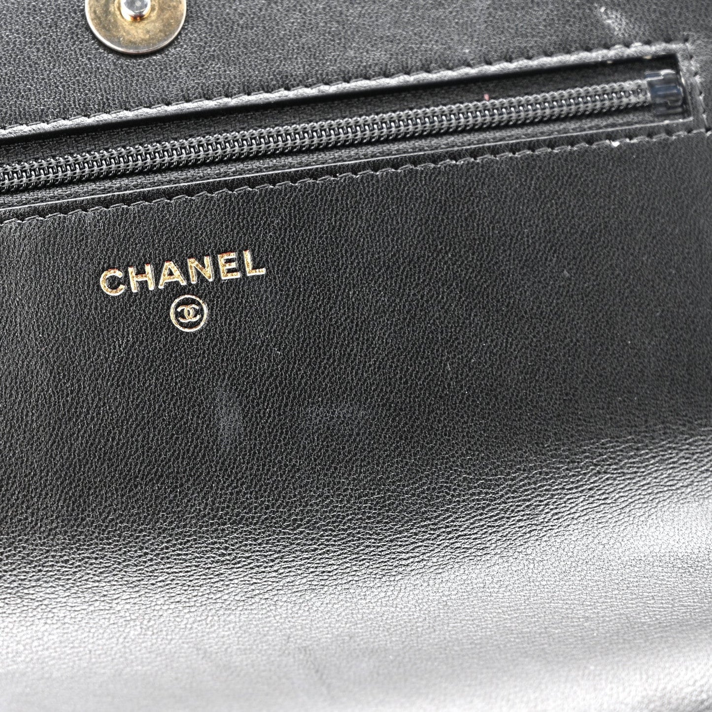 Lambskin Quilted Chanel 19 Wallet On Chain WOC Black