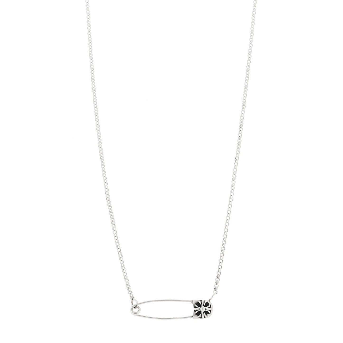 Sterling Silver Safety Pin Pendant Necklace