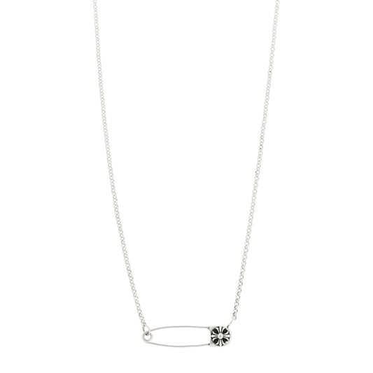 Sterling Silver Safety Pin Pendant Necklace