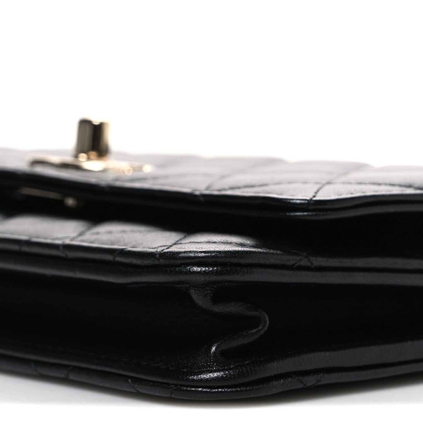 Lambskin Quilted Trendy CC Wallet On Chain WOC Black
