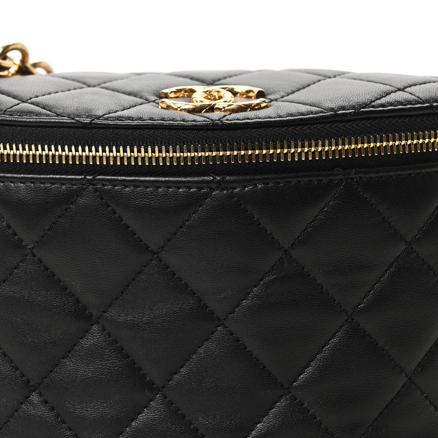 Lambskin Pearl Quilted CC Belt Bag Black