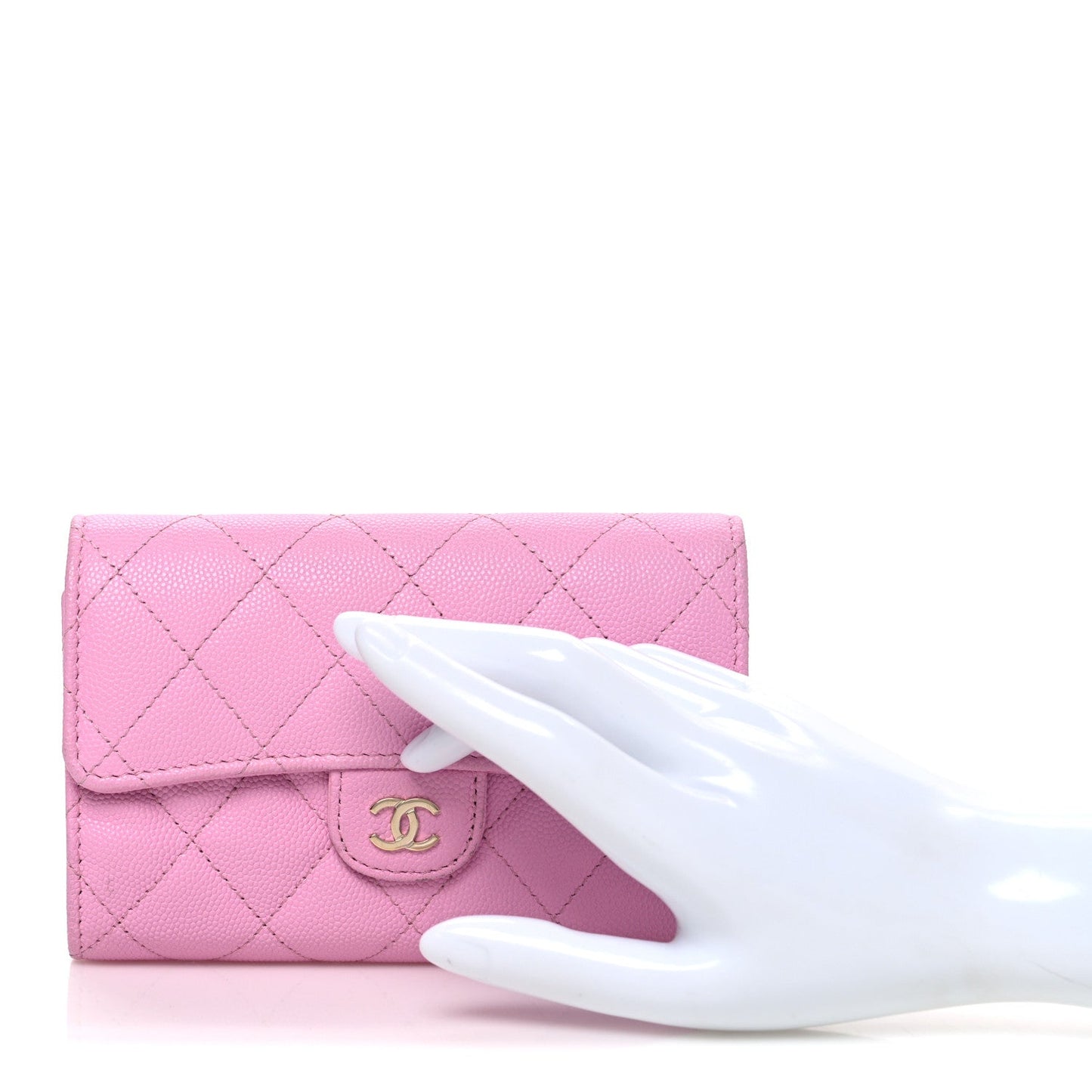 Caviar Quilted Medium Flap Wallet Pink
