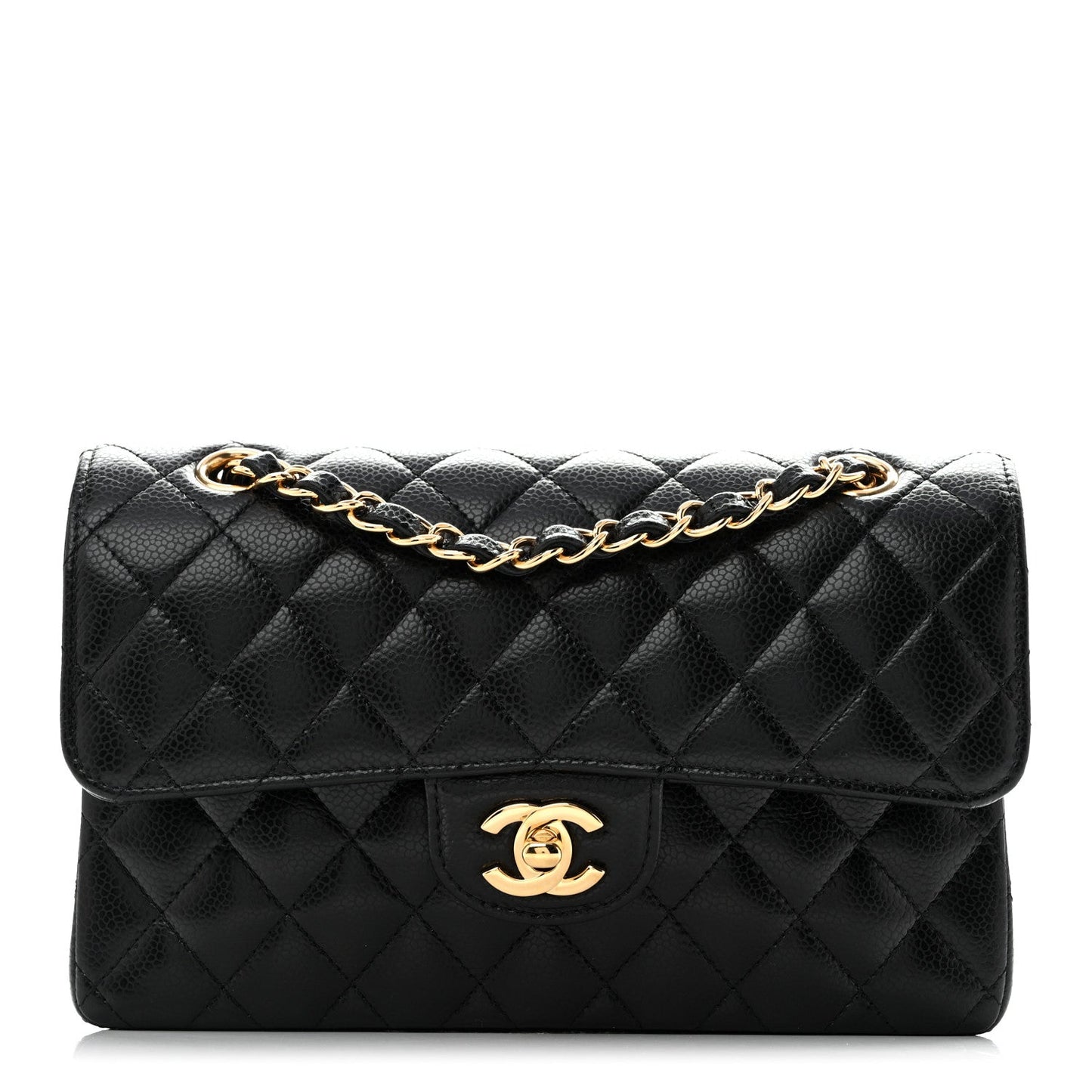Caviar Quilted Small Double Flap Black