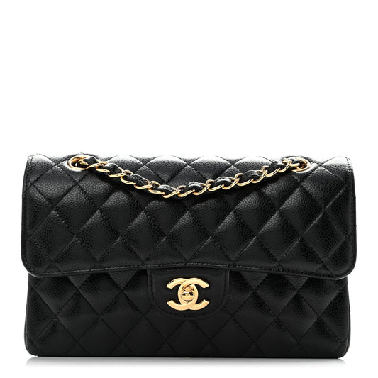 Caviar Quilted Small Double Flap Black