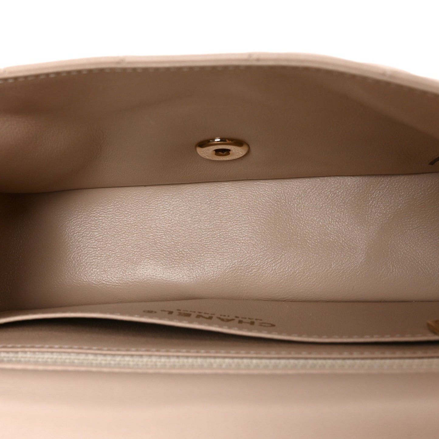 Lambskin Quilted Mini Rectangular Flap Light Beige