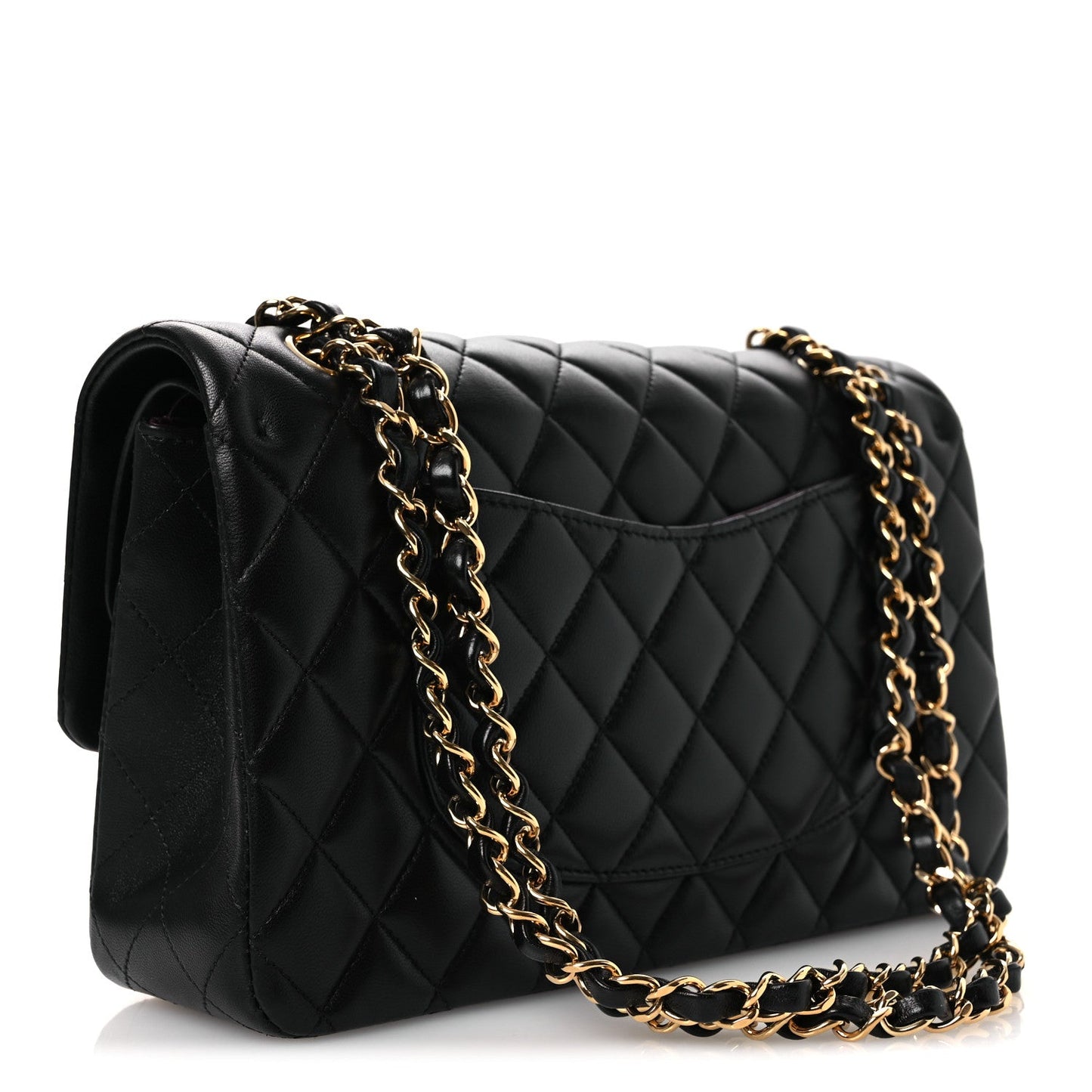 Lambskin Quilted Medium Double Flap Black