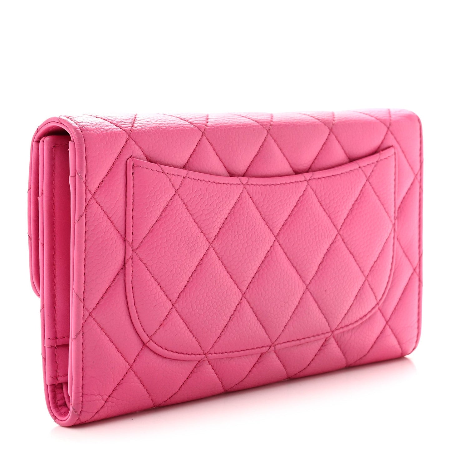 Caviar Quilted Large Flap Wallet Pink