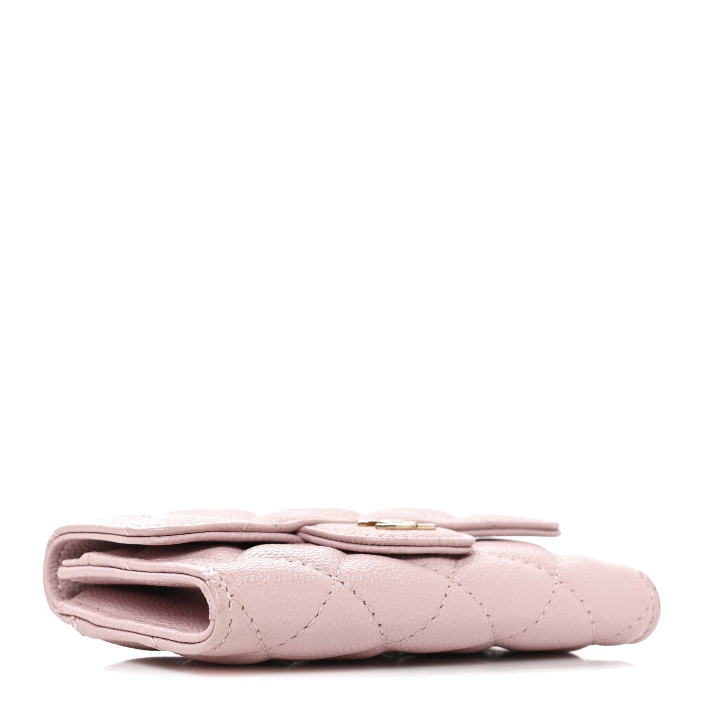 Caviar Quilted Flap Card Holder Wallet Light Pink