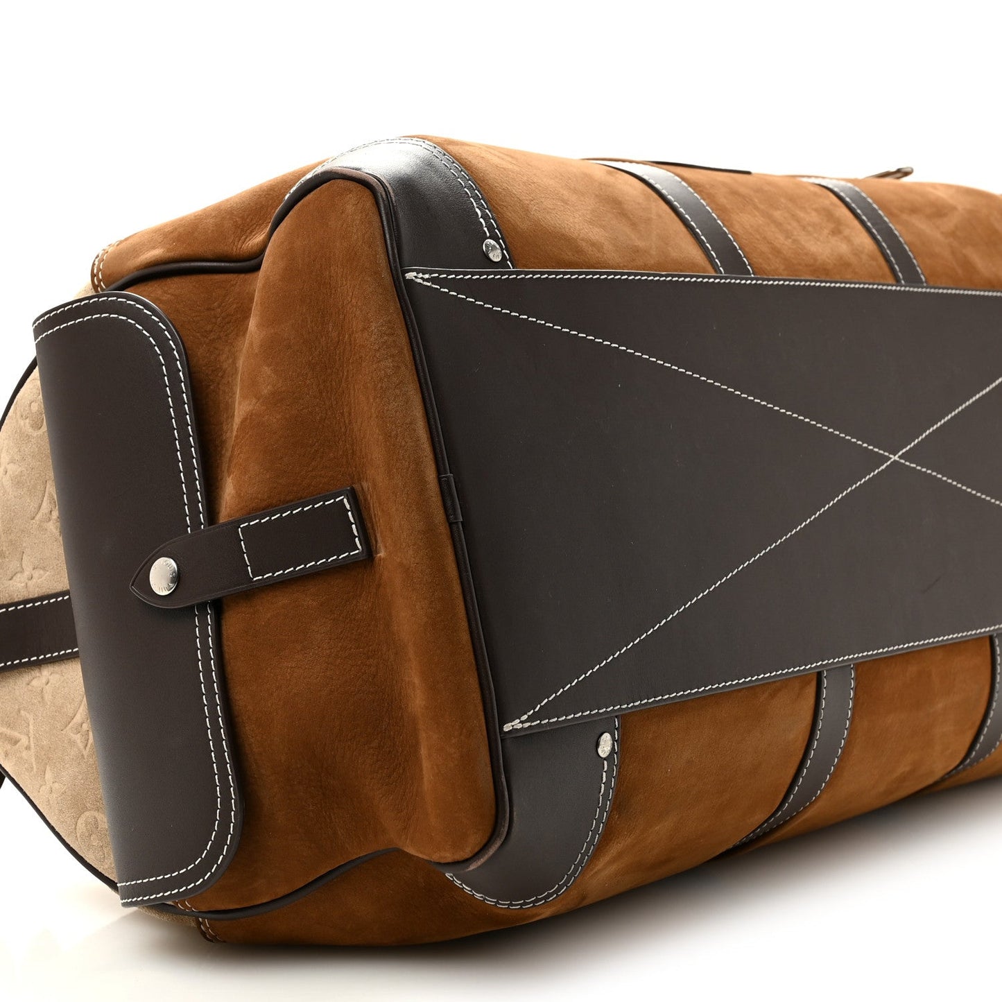 X NIGO Suede Monogram Keepall Bandouliere 50 Tan