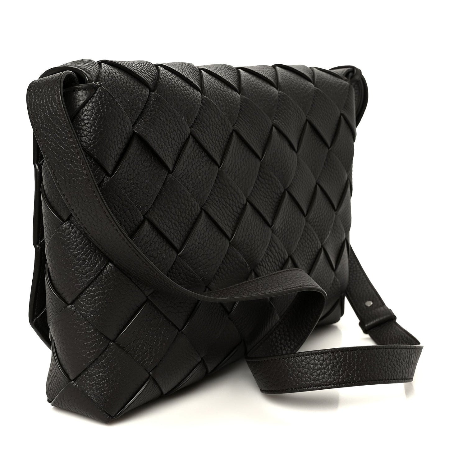 Grained Calfskin Intreccio Large Diago Crossbody Bag Fondant