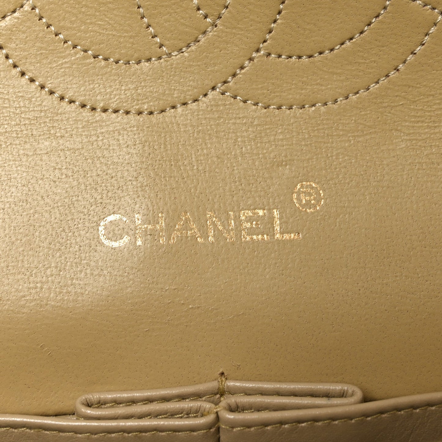 Lambskin Quilted Medium Double Flap Beige