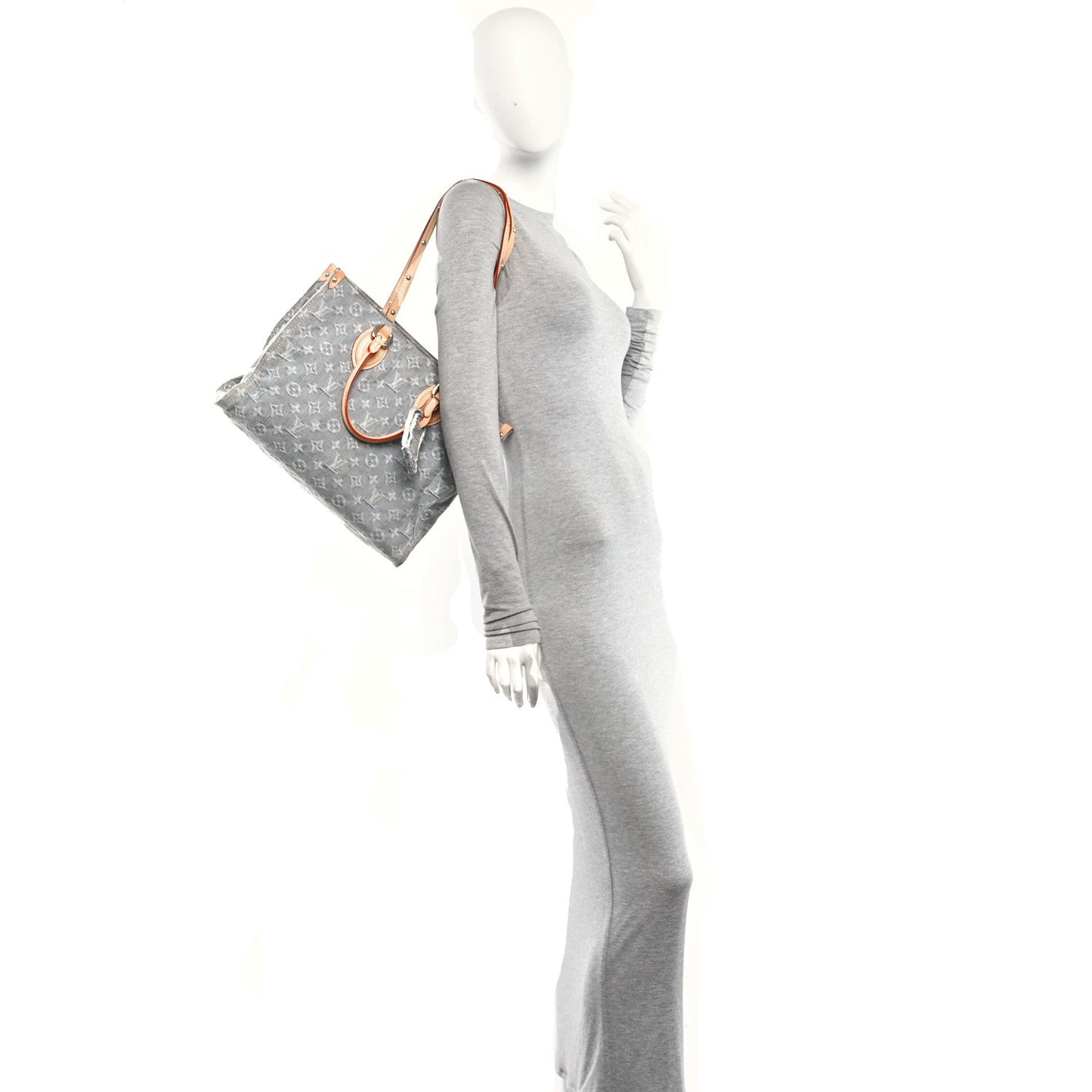 Monogram Denim Onthego MM Washed Grey
