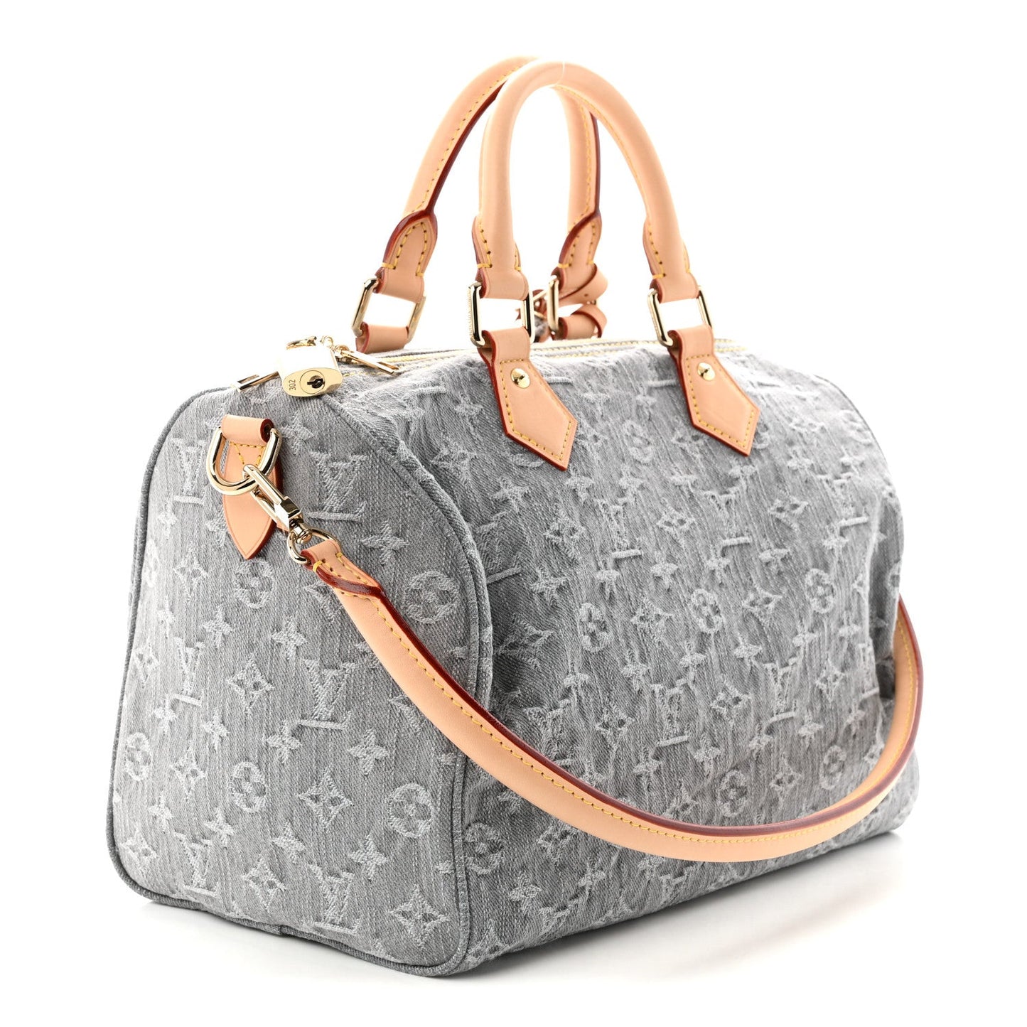 Monogram Denim Speedy Soft 30 Washed Gray