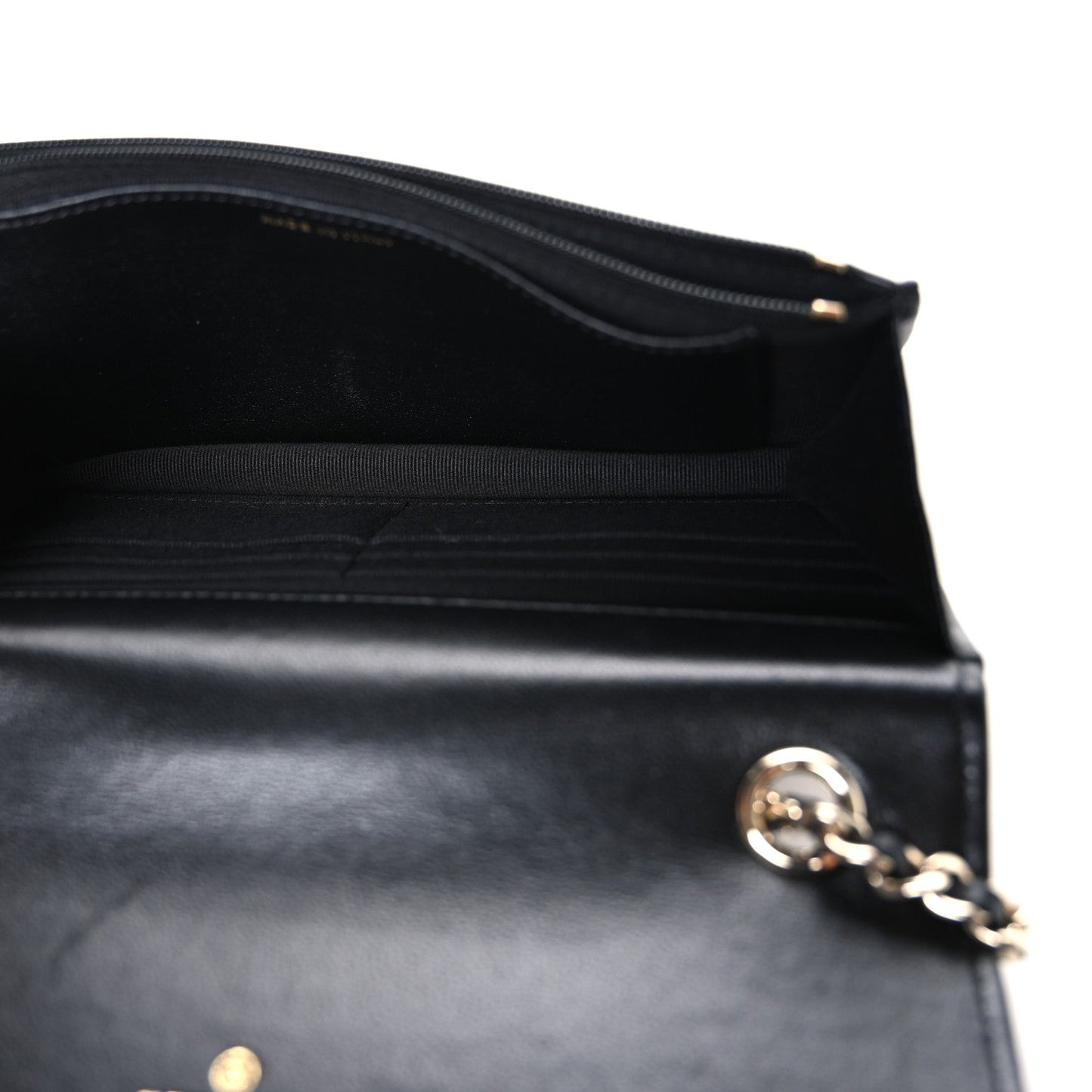 Lambskin Quilted Crystal CC Wallet On Chain WOC Black