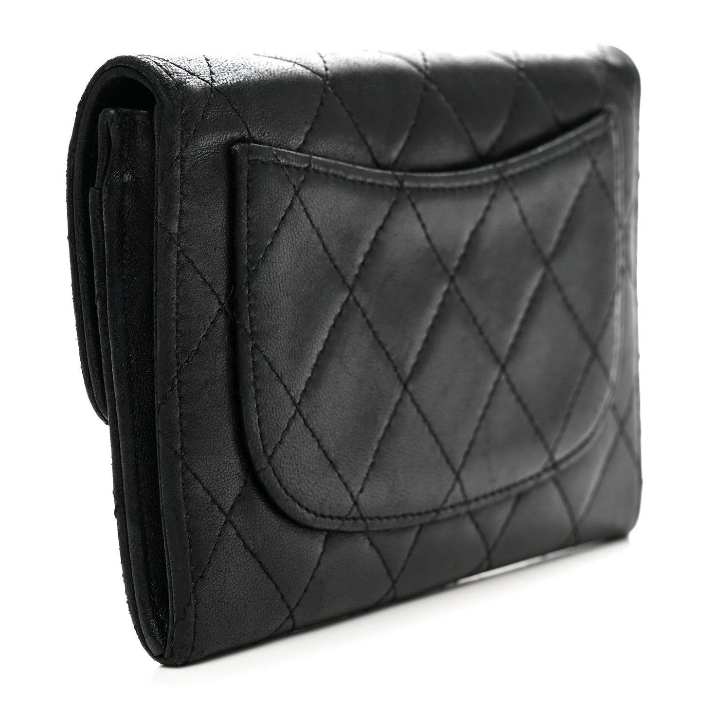 Lambskin Quilted Medium Flap Wallet Black
