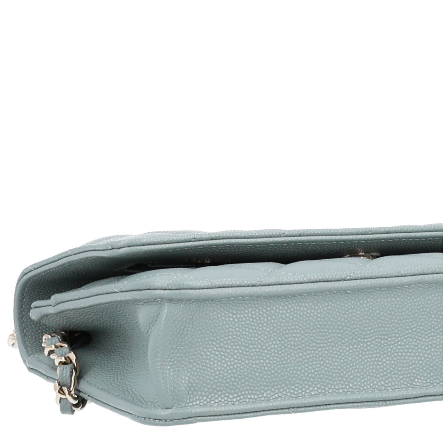 Caviar Quilted Wallet on Chain WOC Grey