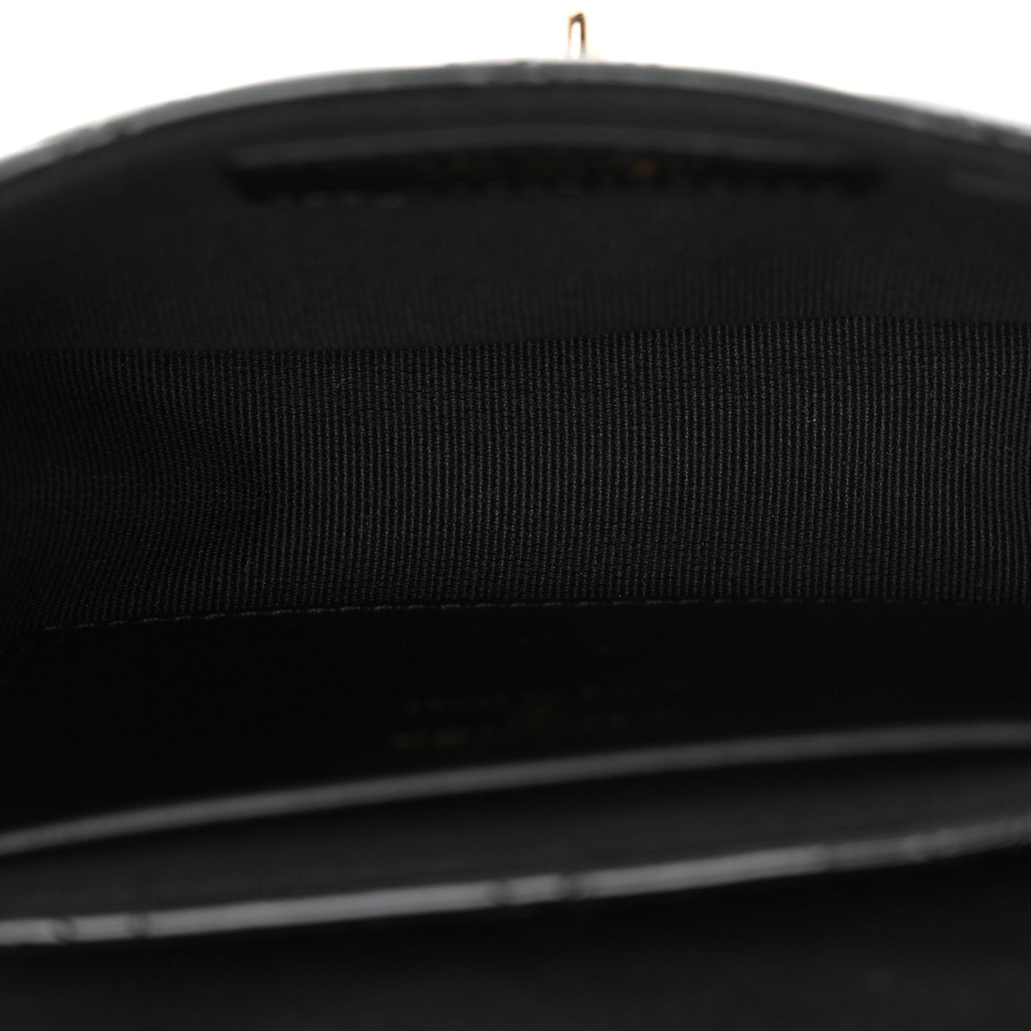 Patent Calfskin Quilted Mini Clutch Black