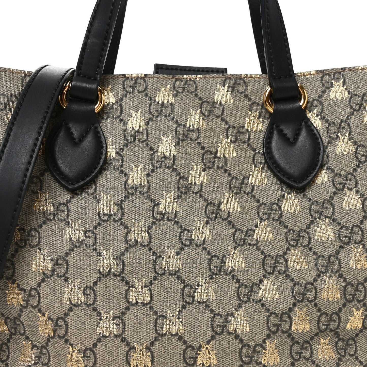 Soft GG Supreme Monogram Bees Small Crossbody Tote Beige Oro Black