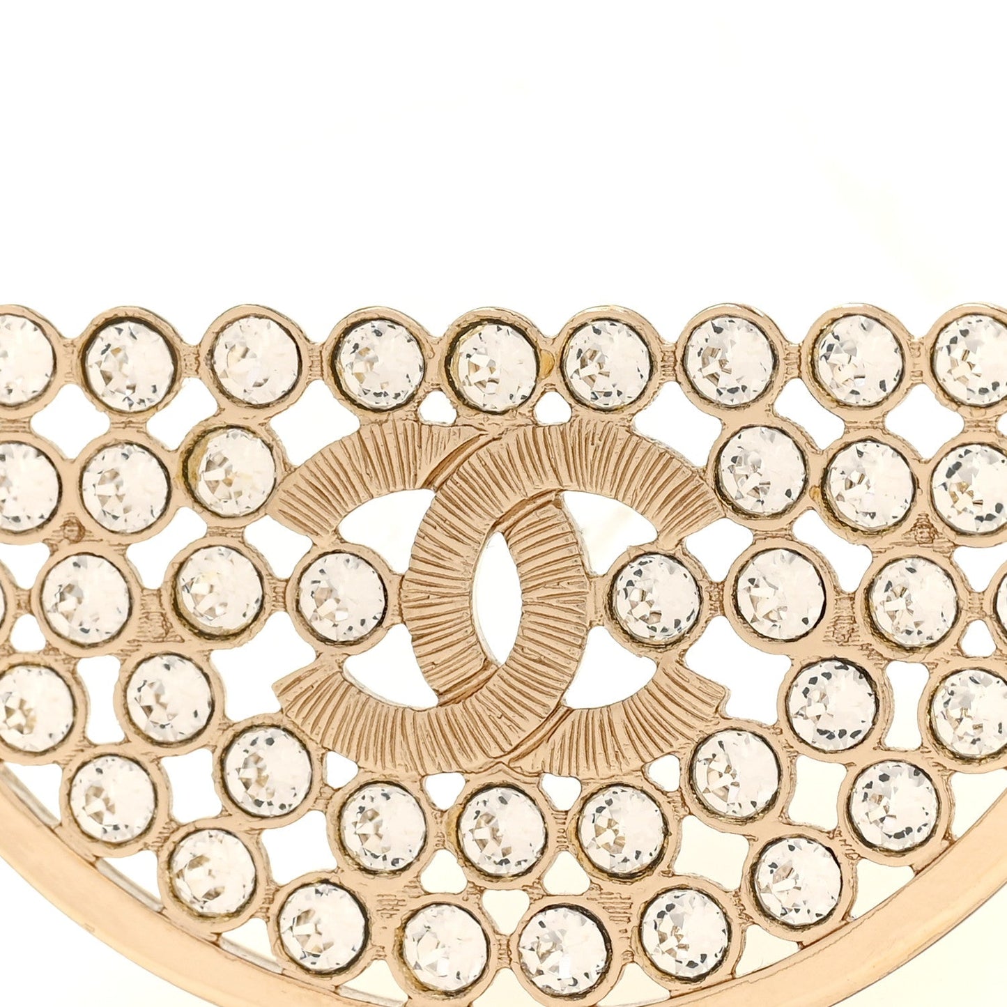 Metal Strass Crystal CC Hoop Earrings Light Gold