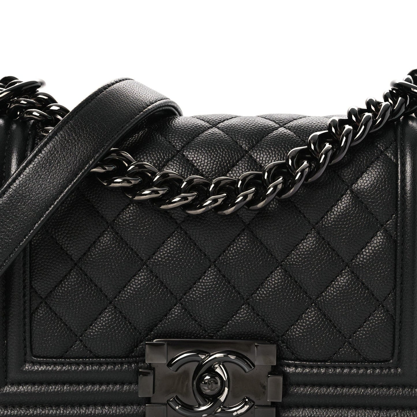 Caviar Quilted Small Boy Flap So Black