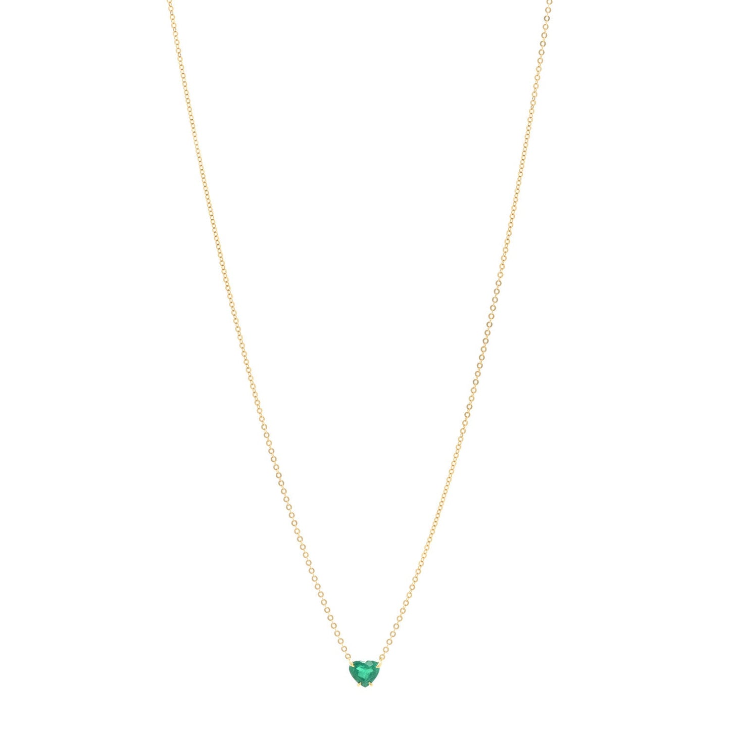 18K Yellow Gold Emerald Heart Necklace