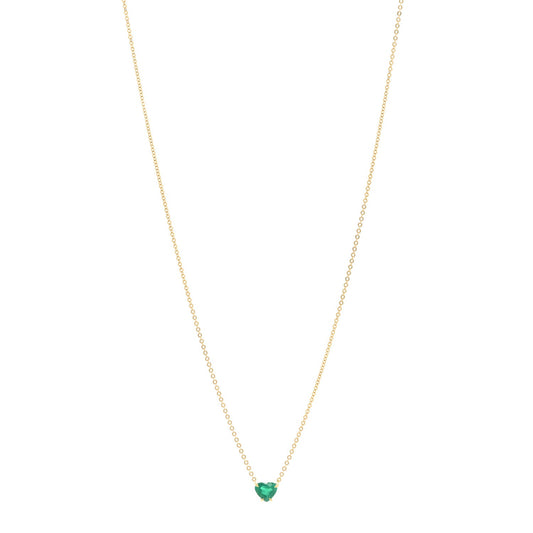 18K Yellow Gold Emerald Heart Necklace