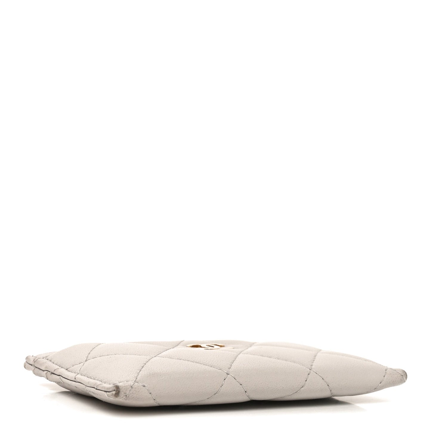 Lambskin Quilted Card Holder Grey