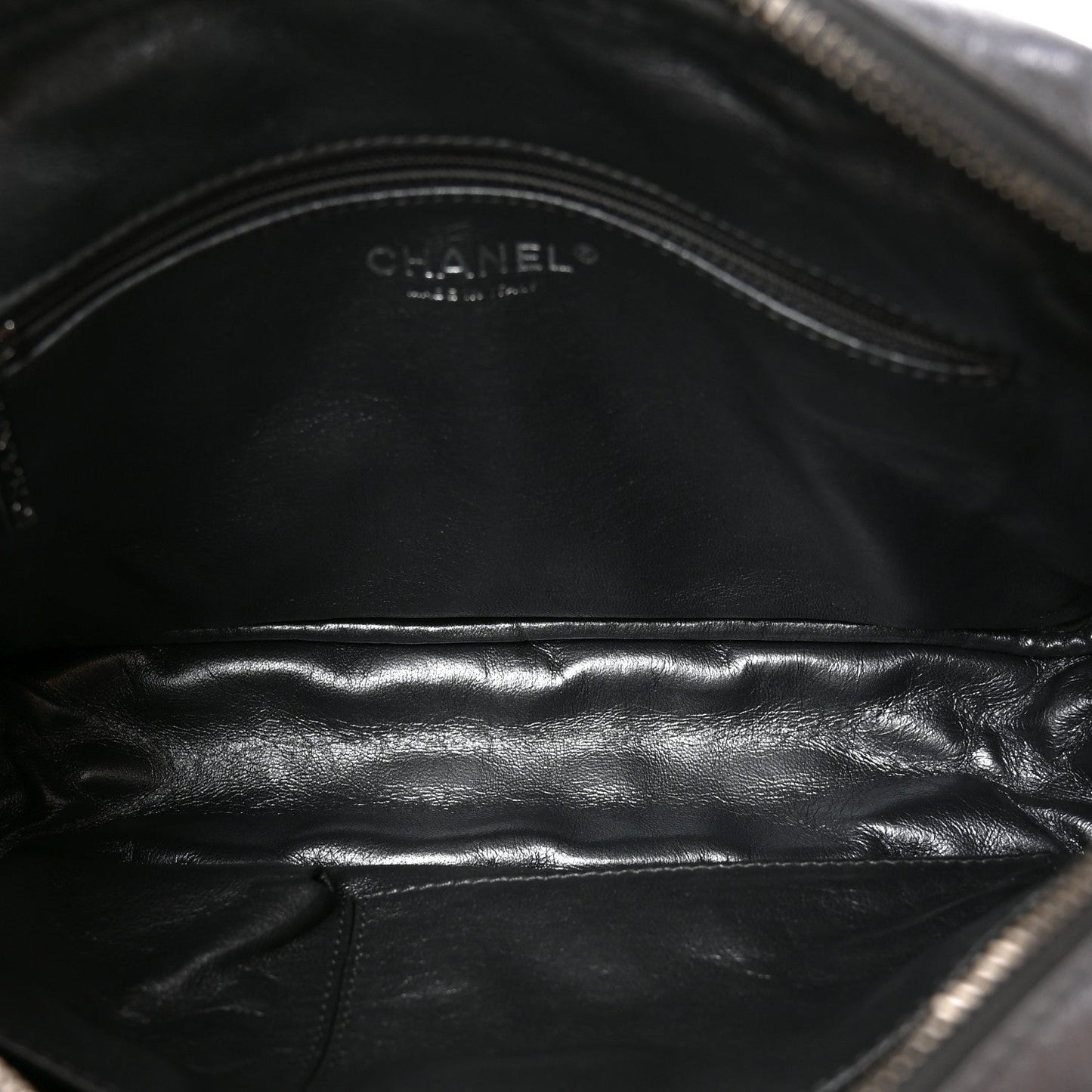 Metallic Aged Calfskin Quilted Medium Reissue Camera Case Dark Silver
