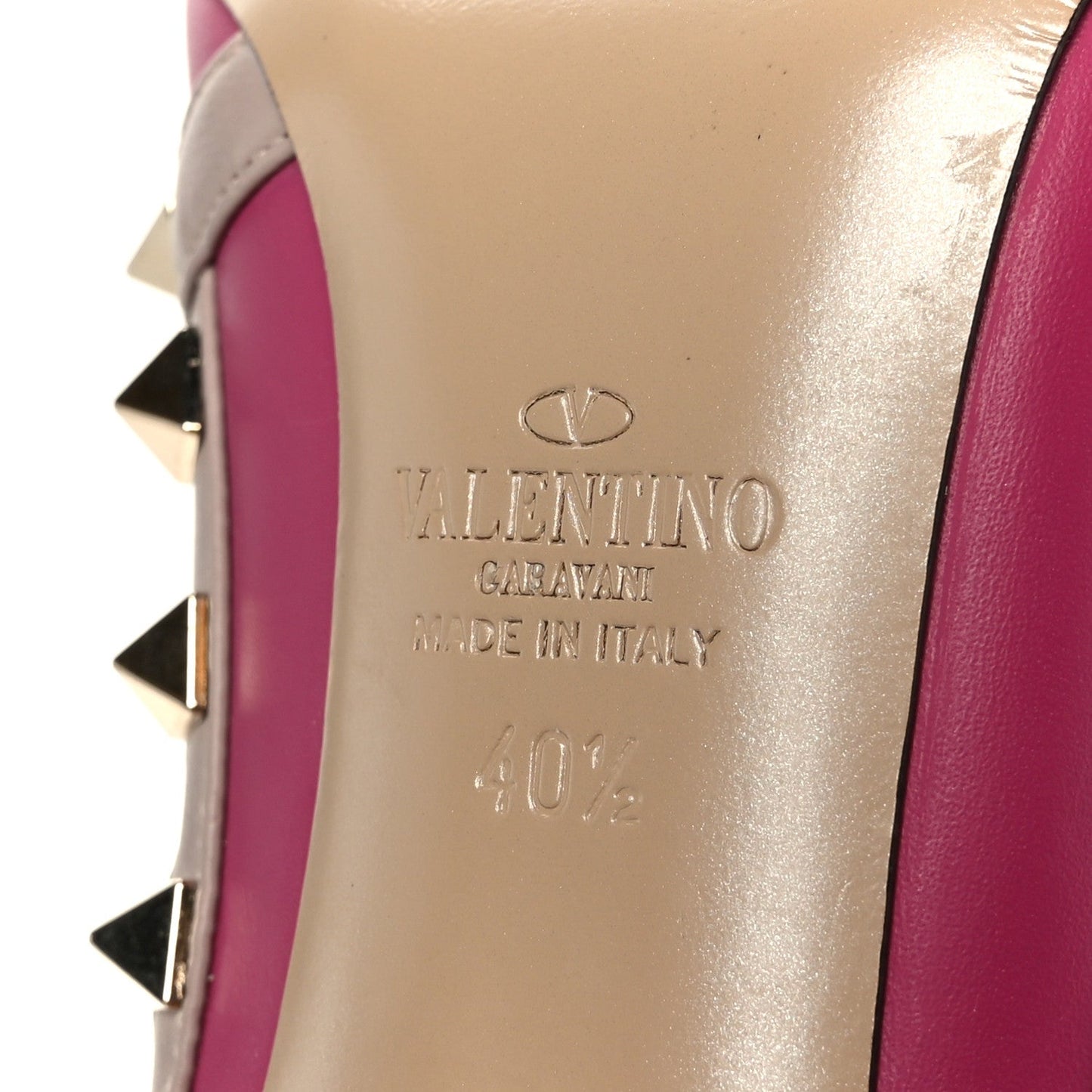Calfskin Nappa Rockstud Ankle Strap 100mm Pumps 40.5 Deep Cyclamin Poudre