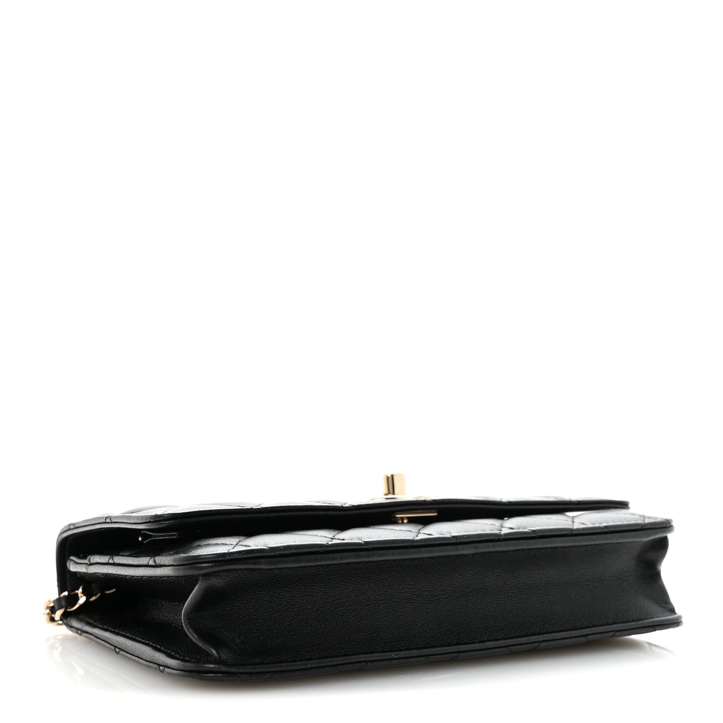 Lambskin Quilted Trendy CC Wallet On Chain WOC Black