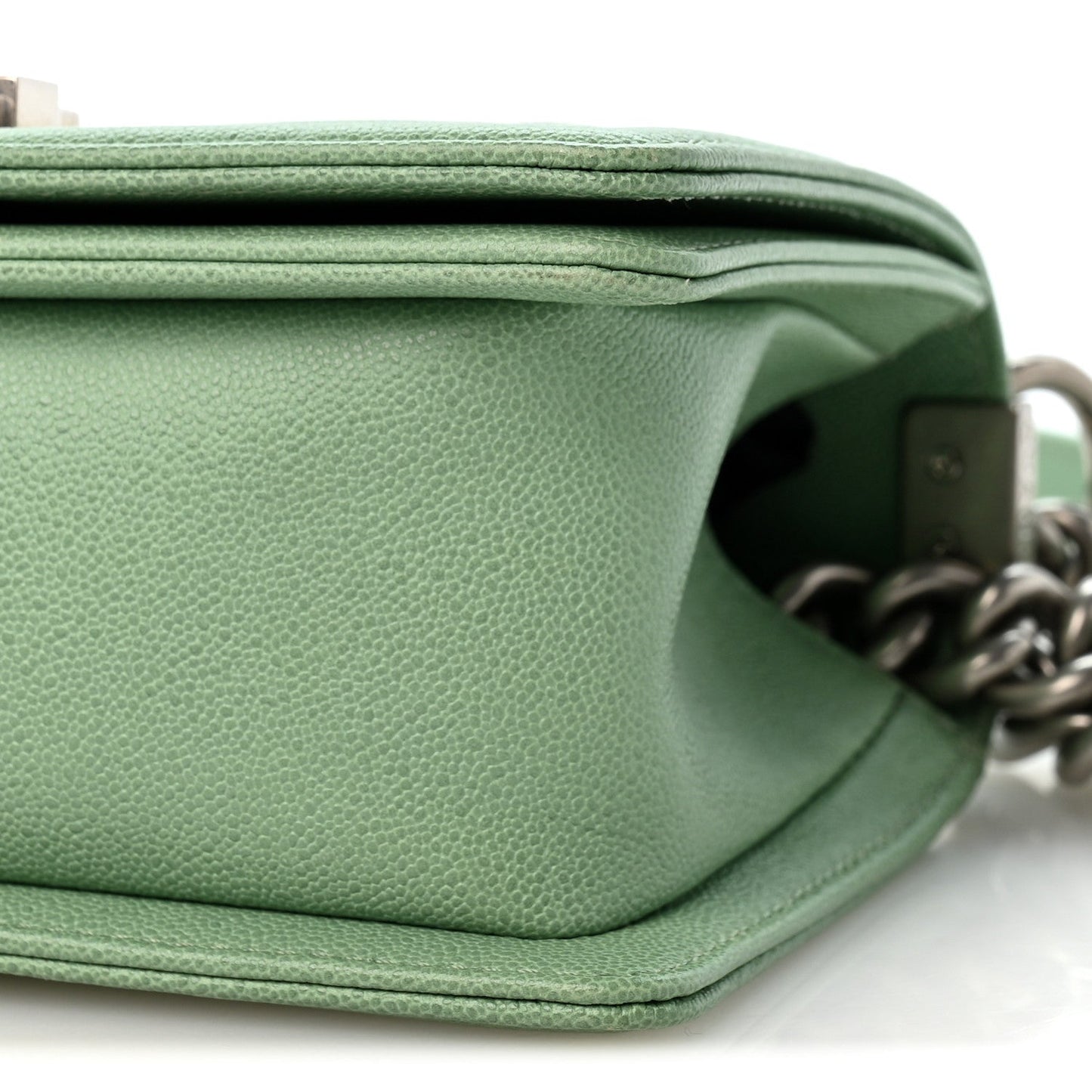 Caviar Quilted Small Boy Flap Green