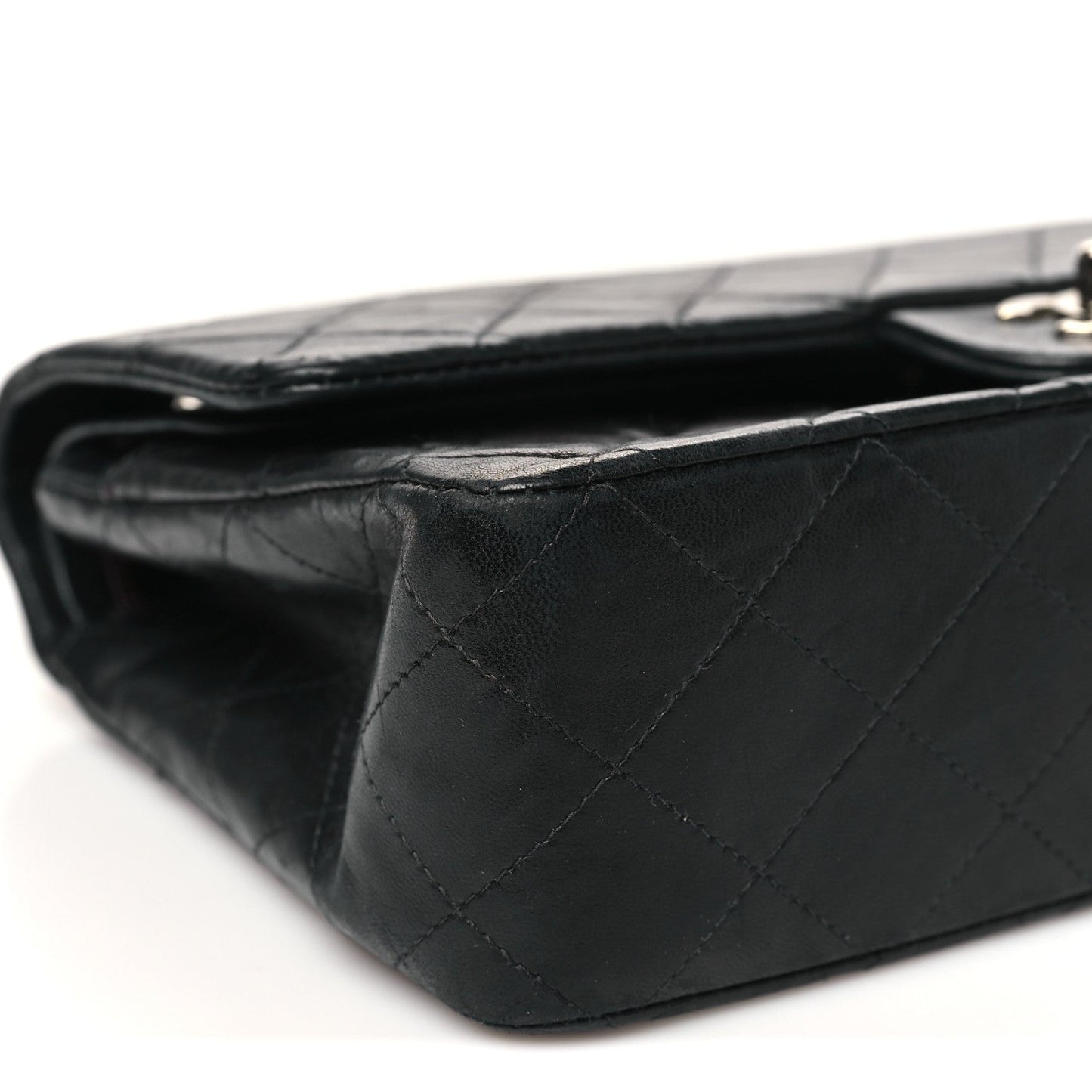 Lambskin Quilted Medium Double Flap Black