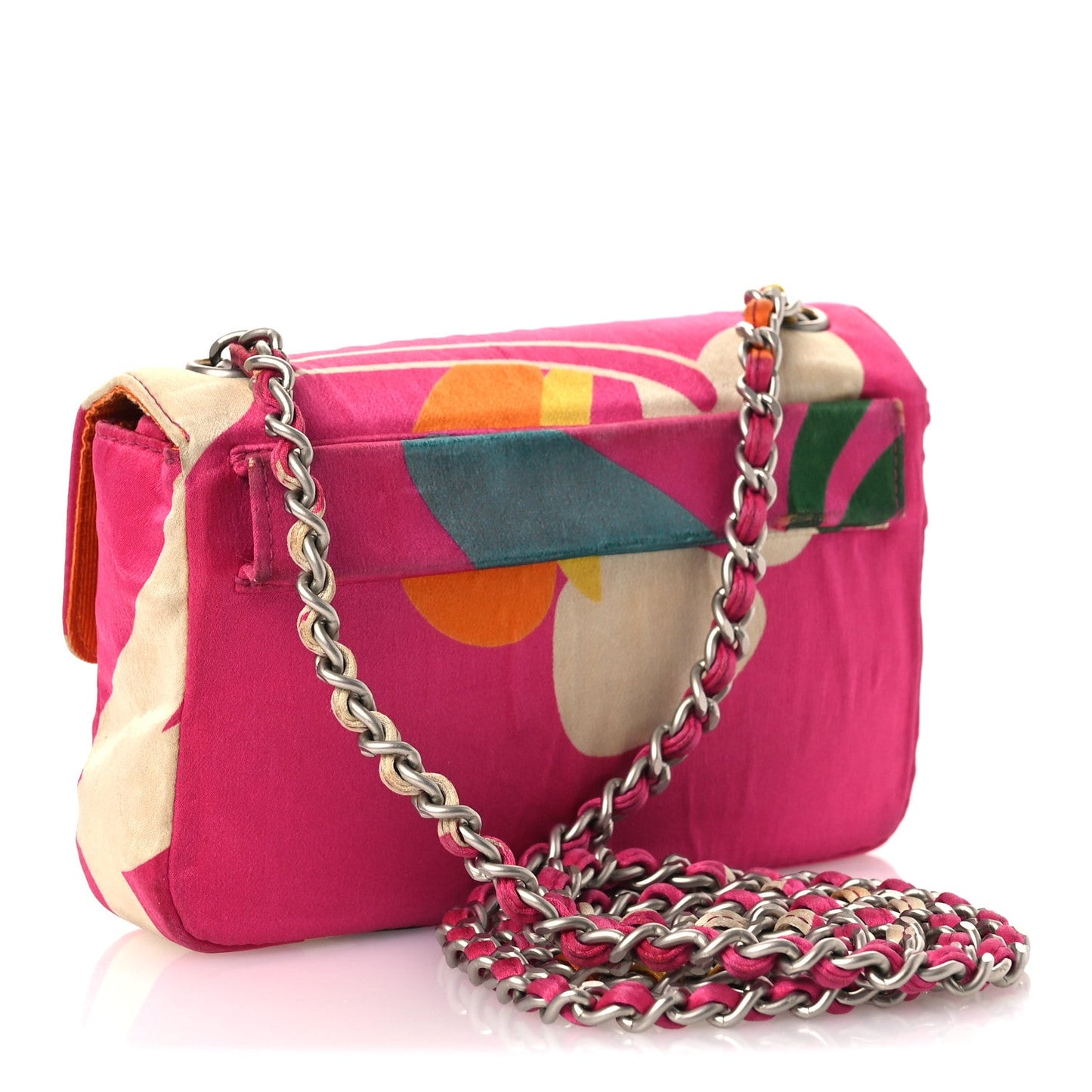 Satin Mini Convertible Flap Pink Multicolor