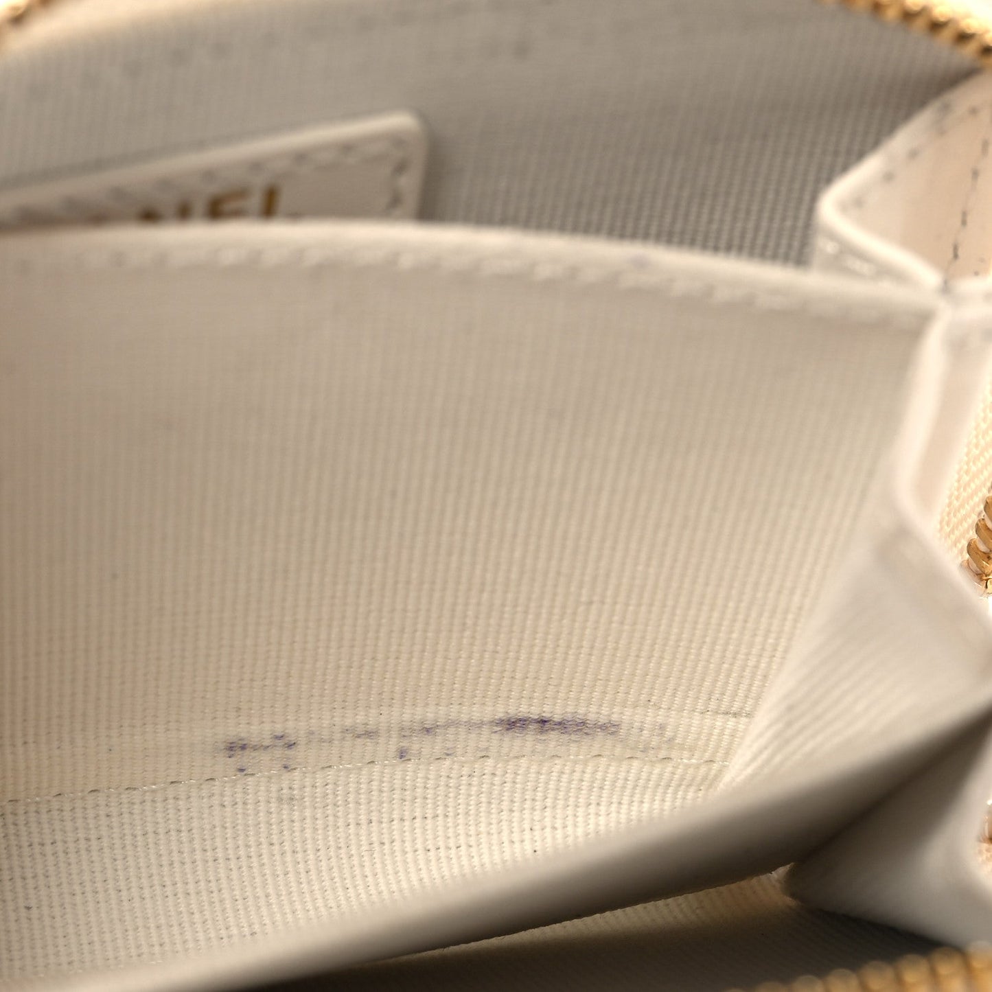 Caviar Quilted Crystal Zip Around Coin Purse Wallet  White