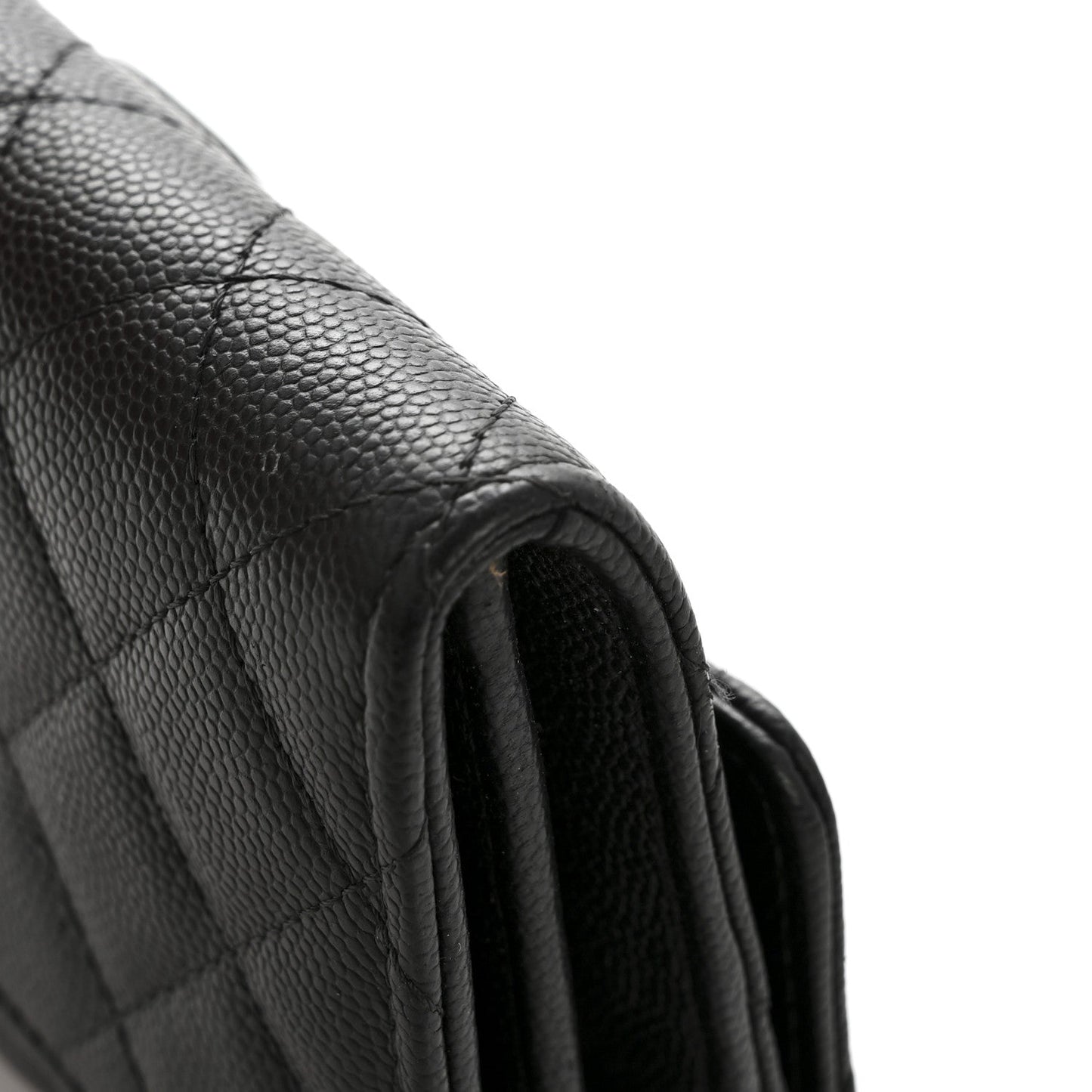 Caviar Quilted Medium Flap Wallet Black