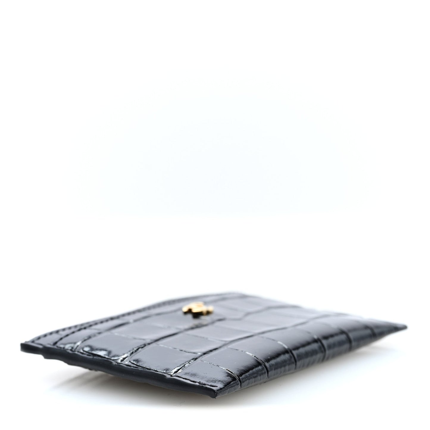 Calfskin Crocodile Embossed Crococo Card Holder Black