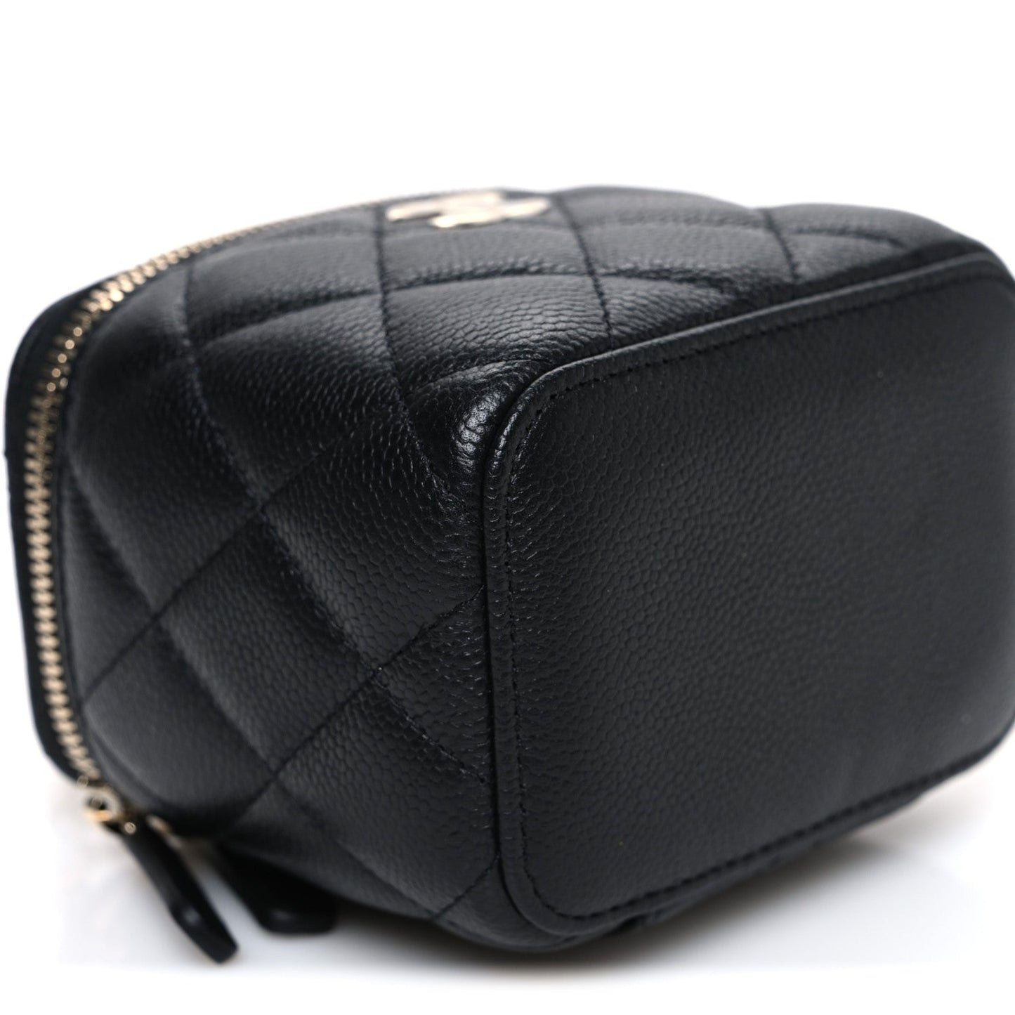 Caviar Quilted Mini Vanity Case With Chain Black