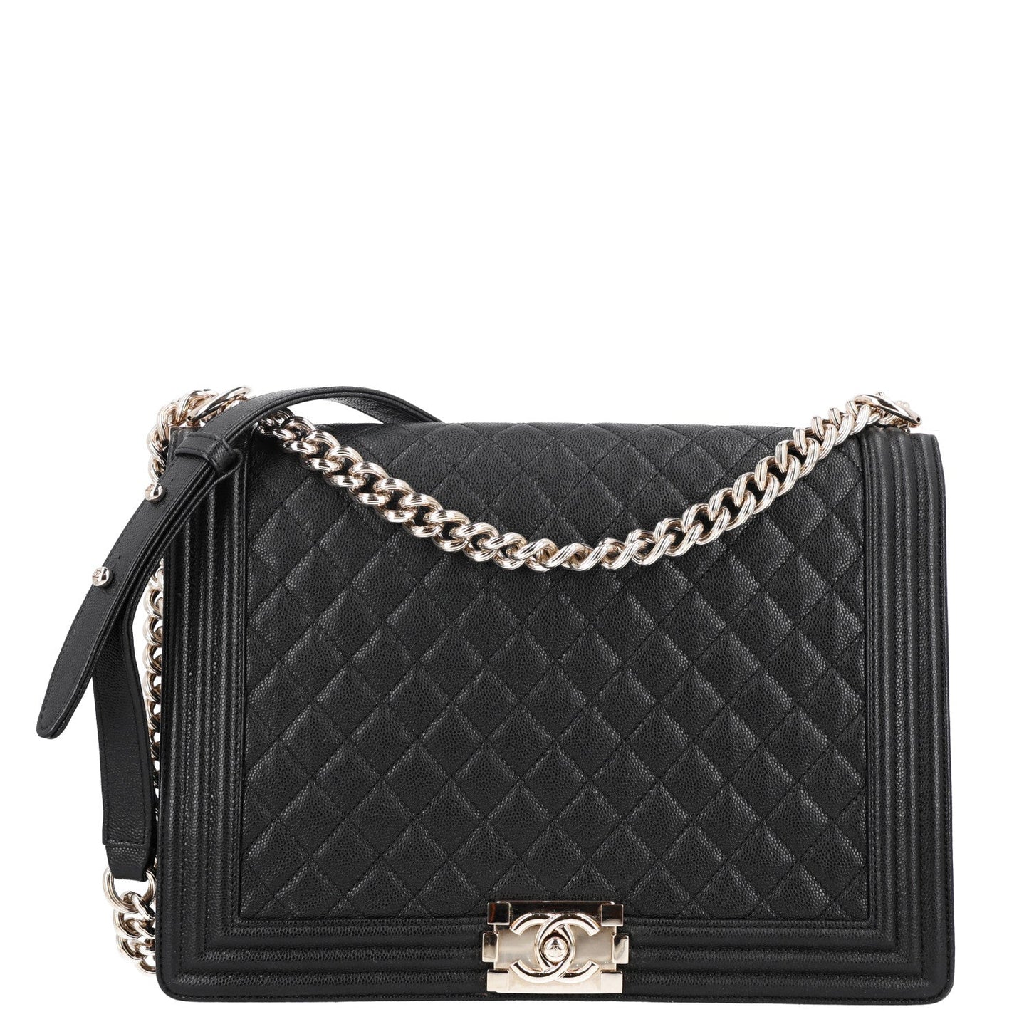 Caviar Quilted Large Boy Flap Black