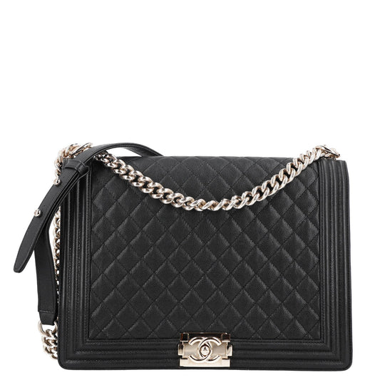 Caviar Quilted Large Boy Flap Black