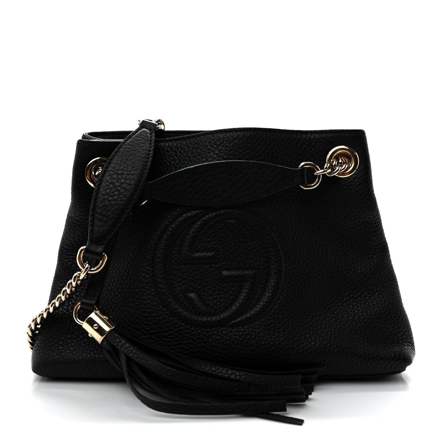 Pebbled Calfskin Small Soho Chain Shoulder Bag Black