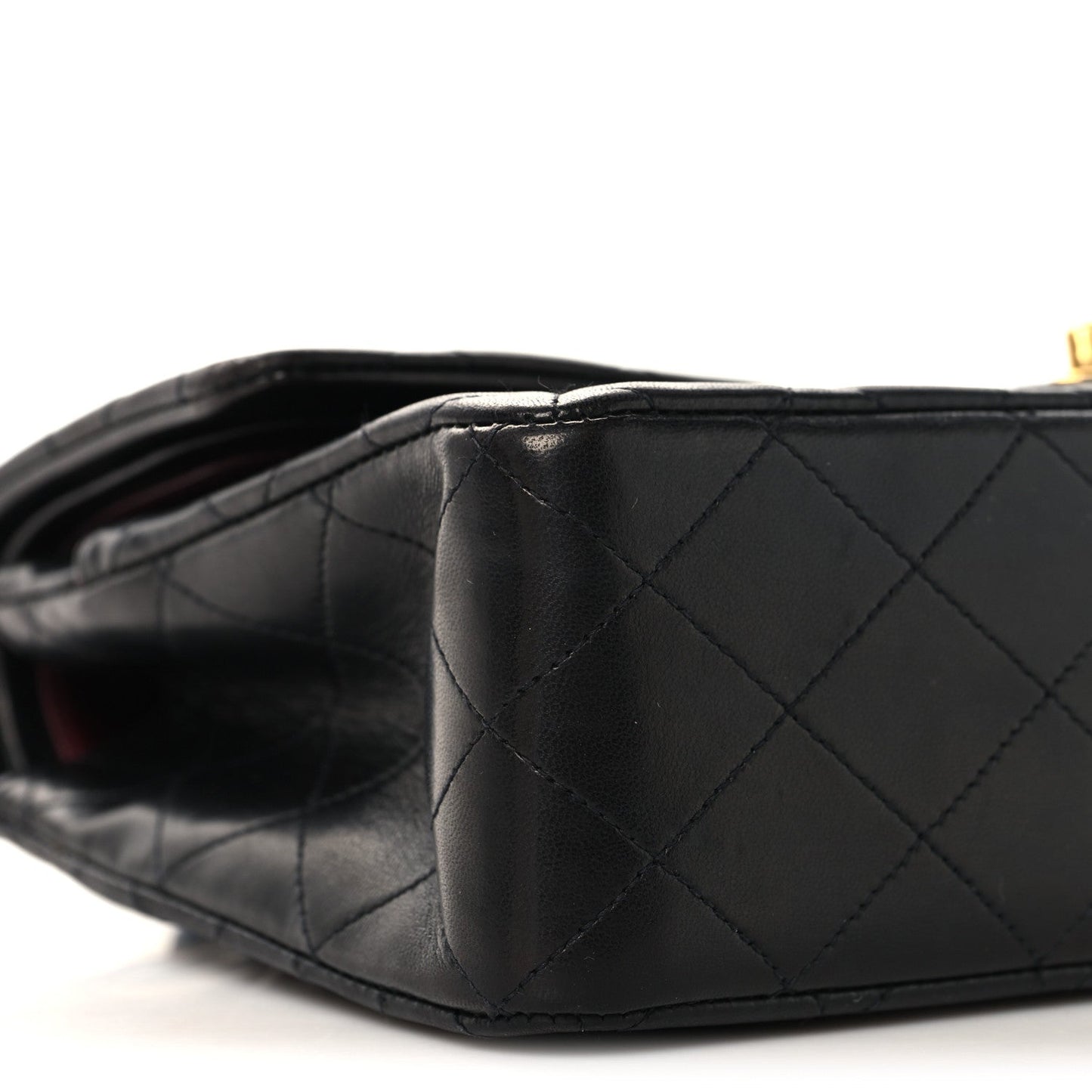 Lambskin Quilted Medium Double Flap Black